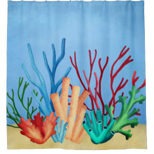 水絵画色のサンゴ シャワーカーテン
