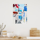 水絵画色のミコノス ポスター (キッチン)