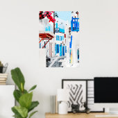 水絵画色のミコノス ポスター (ホームオフィス)