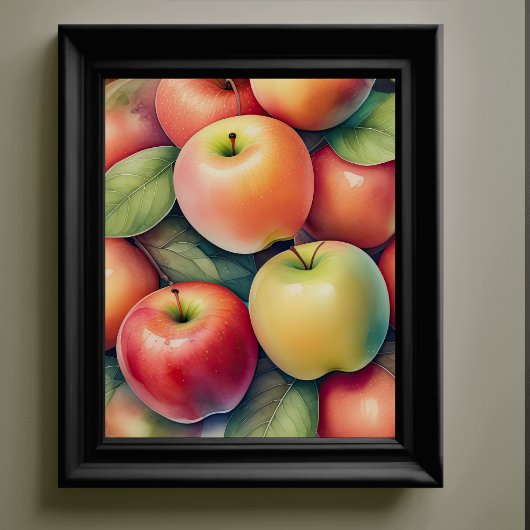 水絵画色のリンゴ ポスター