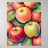 水絵画色のリンゴ ポスター (正面)