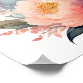 水絵画色の牡丹 ポスター (角)