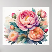 水絵画色の牡丹 ポスター (正面)