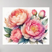 水絵画色の牡丹III ポスター (正面)