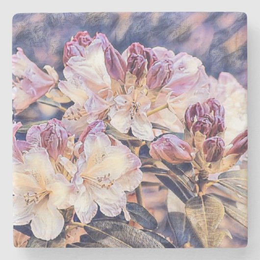 水絵画色の紫のあぜ花 ストーンコースター (正面)