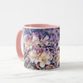 水絵画色の紫のあぜ花 マグカップ (正面左)