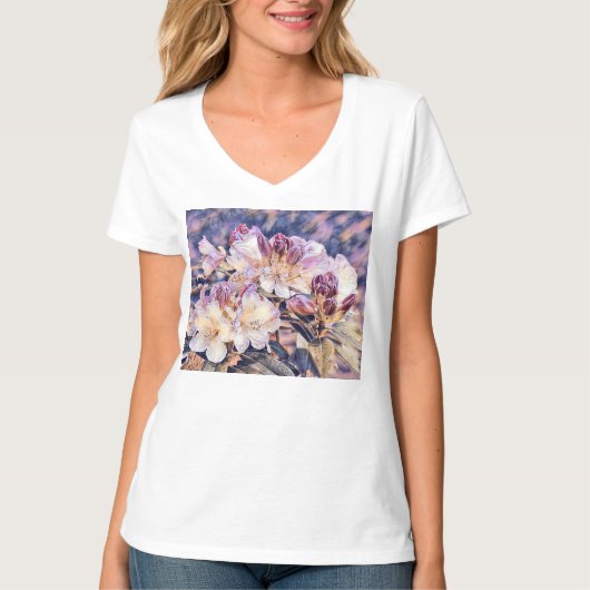 水絵画色の紫のあぜ花 Tシャツ (正面)