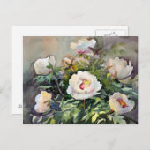 水絵画色の美しい花 ポストカード (正面/裏面)