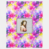 水絵画色の花 フリースブランケット (正面)