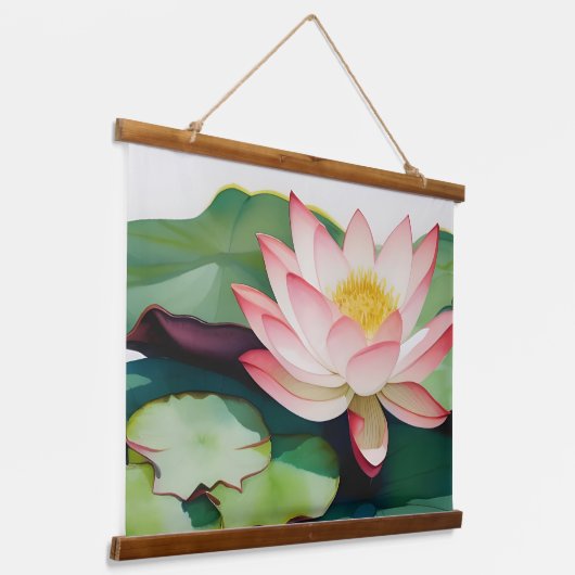 水絵画色の蓮 吊り下げ型タペストリー (傾斜あり)