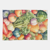 水絵画色の野菜 キッチンタオル (横)