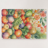 水絵画色の野菜 ジグソーパズル (横)