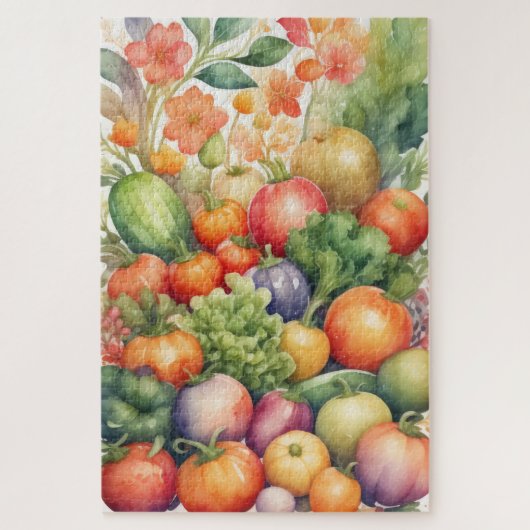 水絵画色の野菜 ジグソーパズル (縦)