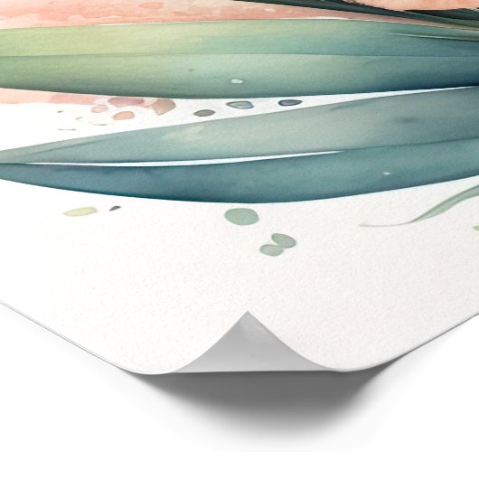 水絵画色グラジオラス ポスター (角)