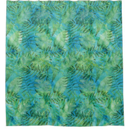 水緑の熱帯ハワイは水彩画を去ります シャワーカーテン