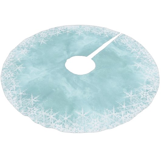 水縁ど色の雪のティール(緑がかった色)ID727 ブラッシュドポリエステルツリースカート (アングル)