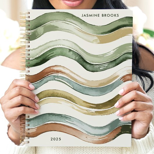 水自然色ストライプ名前をカスタムする プランナー手帳