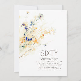 水自然色フラワーズ秋誕生日 招待状