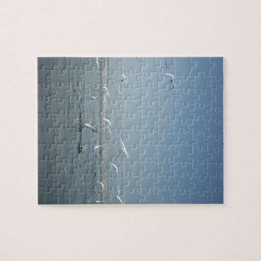 水自然飛んでいるのバレエで美しい鶴 ジグソーパズル (横)