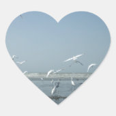 水自然飛んでいるのバレエで美しい鶴 ハートシール (正面)