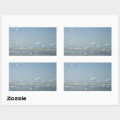 水自然飛んでいるのバレエで美しい鶴 長方形シール (シート)