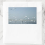 水自然飛んでいるのバレエで美しい鶴 長方形シール (バッグ)