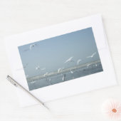 水自然飛んでいるのバレエで美しい鶴 長方形シール (封筒)