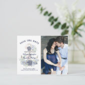 水航海のエレガント色フローラネイビーブルー 案内ポストカード (スタンド正面)