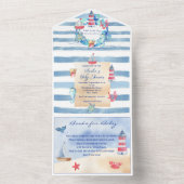 水航海の男女兼用色の赤ちゃんシャワー オールインワン招待状 (内側)
