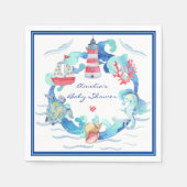 水航海の男女兼用色の赤ちゃんシャワー スタンダードカクテルナプキン (正面)