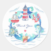 水航海の男女兼用色の赤ちゃんシャワー ラウンドシール (正面)