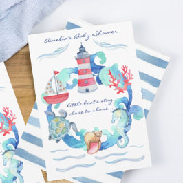 水航海の男女兼用色の赤ちゃんシャワー 招待状