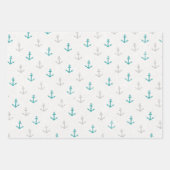 水航海の色のストライプいかりミックスnマッチ ラッピングペーパーシート (正面3)