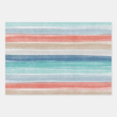 水航海の色のストライプいかりミックスnマッチ ラッピングペーパーシート (正面)