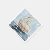 水航海の色の帆船の絵画赤ちゃんシャワー スタンダードカクテルナプキン (角)