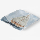 水航海の色の帆船の絵画赤ちゃんシャワー ペーパープレート (傾斜あり)