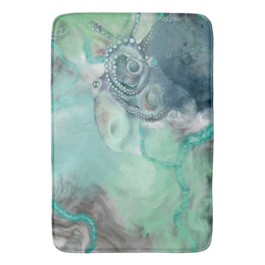 水航海の色アクア海タコ バスマット (正面縦)