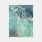 水航海の色アクア海タコ フリースブランケット (正面)