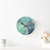 水航海の色アクア海タコ ラウンド壁時計 (ホーム)