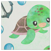 水航海の色ウミガメいかり&バブル ファブリック (クローズアップ)