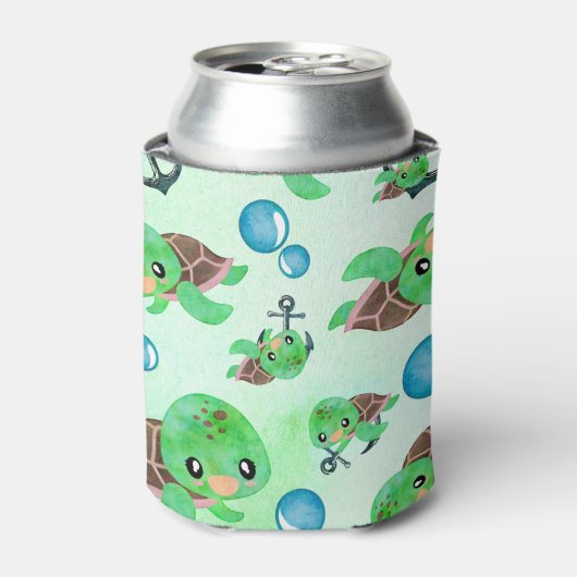 水航海の色ウミガメいかり&バブル 缶クーラー (缶正面)