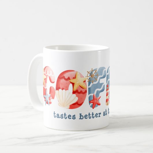 水航海の色コーヒースローガン コーヒーマグカップ (正面左)