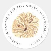 水航海の色シーシェル差出人住所 ラウンドシール (正面)