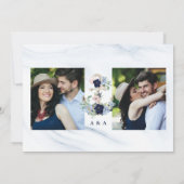 水航海の色フローラいかりネイビーブルーフォト セーブザデート (裏面)