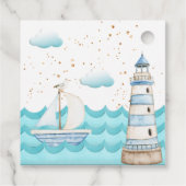 水航海の色ベビーシャワースクエアメッセージカード フェイバータグ (裏面)