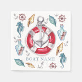 水航海の色ボート名パーソナライズされた スタンダードカクテルナプキン (正面)