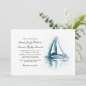 水航海の色ボート結婚式招待状 招待状 (スタンド正面)