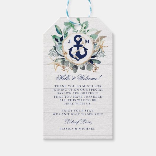水航海の色リースいかり結婚の歓迎 ギフトタグ (正面)