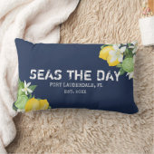 水航海の色レモンボート名 ランバークッション (ブランケット)