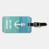 水航海の色mrとmrsトラベル荷物タグ ラゲッジタグ (正面横)